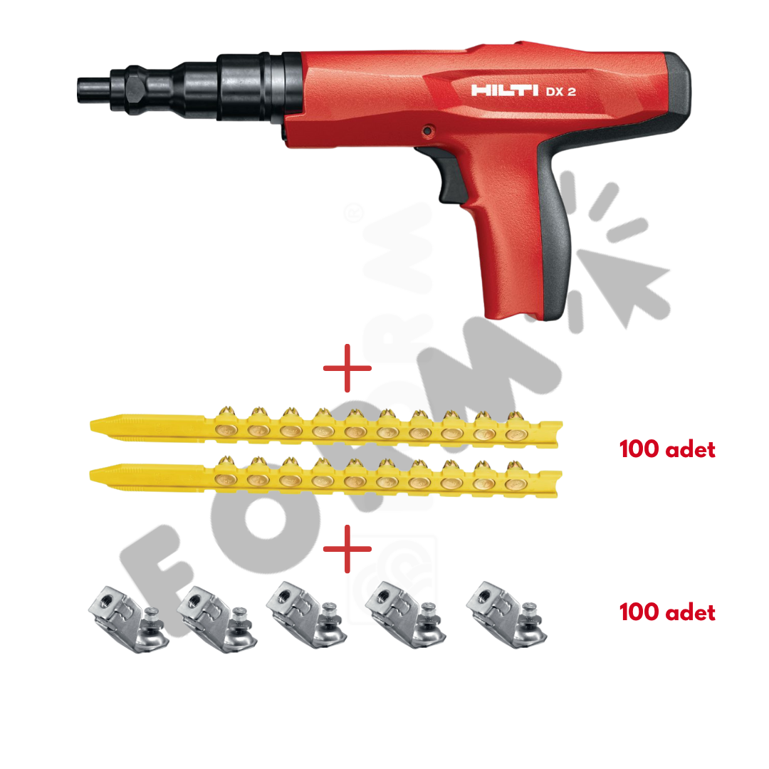 DX 2 Barutlu Çivi Çakma Tabancası + DX Kapsül + Tavan Askısı Set (100'lü)